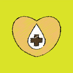 Flat shading style icon heart with a cross vector