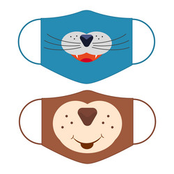 animal faces on masks Vector Image