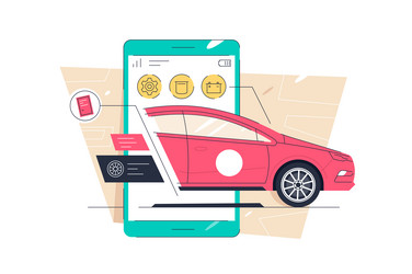 car scan using mobile app on your smartphone vector image