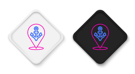 Line map pointer with anchor icon isolated vector