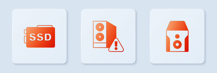 set case of computer ssd card and uninterruptible vector image