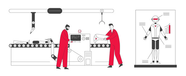 cyborg creating process in laboratory engineers vector