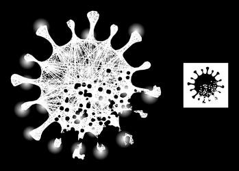 Glossy net mesh damaged microbe with light spots vector