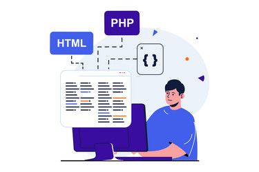 Modern Programmer Coding Flat Concept vector image
