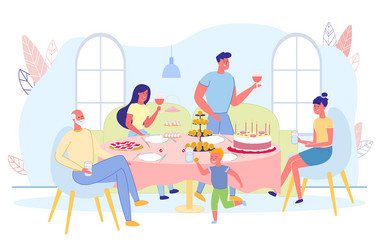 celebrating at home with closest people banner vector