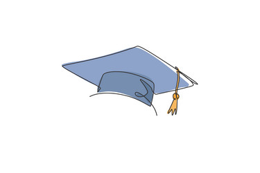 One continuous line drawing of graduation cap Vector Image