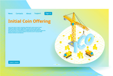 Isometric ico concept banner Royalty Free Vector Image