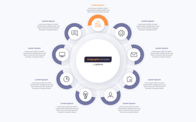 nine option circle infographic design template vector