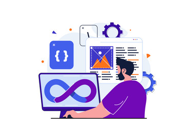programmer working modern flat concept for web vector image