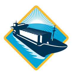 Retro Container Ship Diamond Vector Image