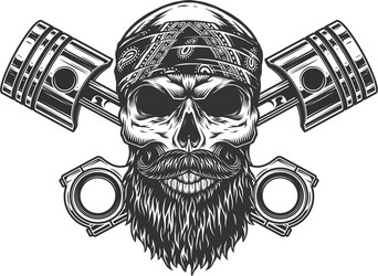 Biker Skull with Bandana Vector Image