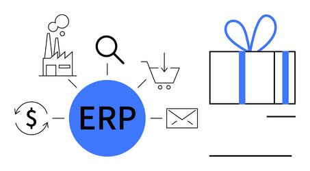 erp system integration with business operations vector image