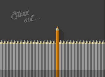 set of gray pencil and one orange stands vector