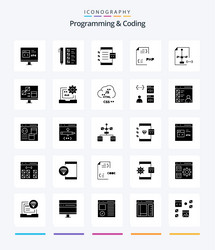 creative programming and coding 25 glyph solid vector image