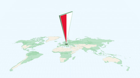 highlighted poland on global map with 3d flag vector image