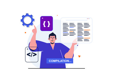 programmer working modern flat concept for web vector image