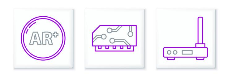 set line router and wi-fi signal ar augmented vector image