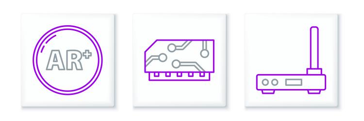 Set line router and wi-fi signal ar augmented vector