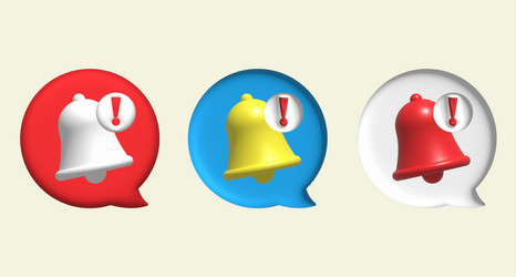 3d message button with notification bell vector image