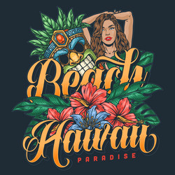 hawaii beach paradise flyer colorful Vector Image