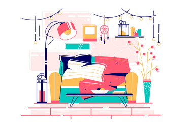 sweet home place to read comfortable furniture vector