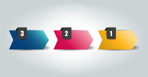 3 steps arrow tutorial chart diagram one two vector