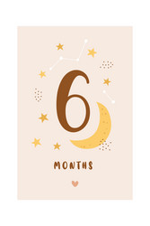 6 months baby card milestone vector
