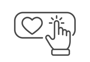 a hand click on the heart icon points vector image
