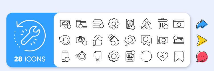 recovery line icons backup restore data vector image