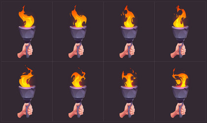 torch fire sprite for game flame frame sequence vector image