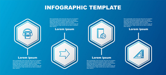set line audio book arrow and triangular ruler vector image