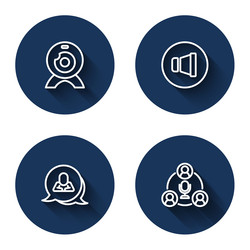 set line web camera speaker volume speech bubble vector image