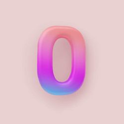 3d colorful gradient number null on a light vector image