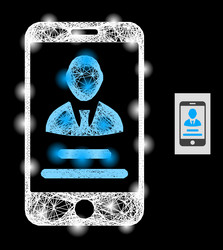 bright net mesh mobile user info with light spots vector image