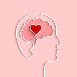 head and brain outline with heart concept vector image