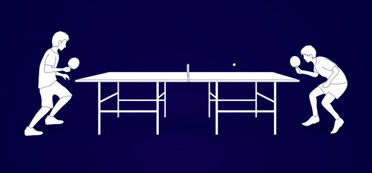 Men play table tennis ping pong 2 player vector