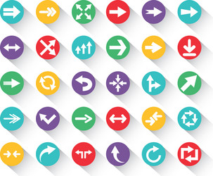 set round block color arrows icons with shadow vector