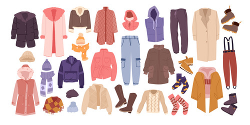 winter clothes and shoes for fashion outfits set Vector Image