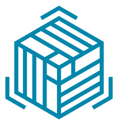 hyper cube logo abstract linear tesseract icon vector image