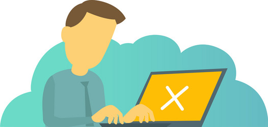 system error in laptop man manager programmer vector image