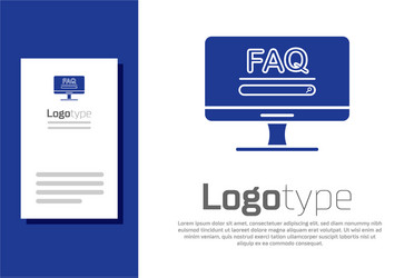 blue computer monitor with text faq information vector image
