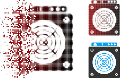 Broken pixel halftone mining asic hardware icon vector