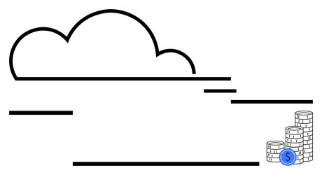 cloud computing concept with stack of coins vector image