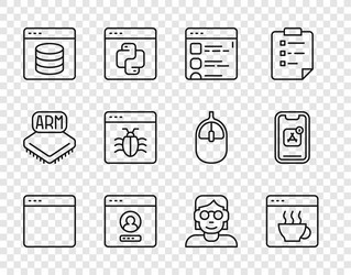 Set line browser window software files create vector