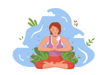 Woman breathing exercise abdominal breath vector