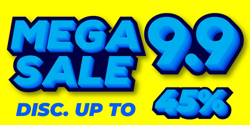 45 percent mega sale 99 celebration discount 3d vector