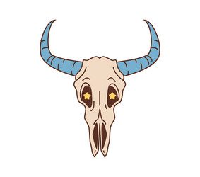 cartoon western buffalo skull groovy character Vector Image