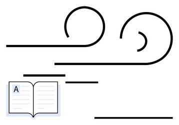 open book with flying abstract lines representing vector image