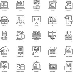 Pack e learning line icons vector