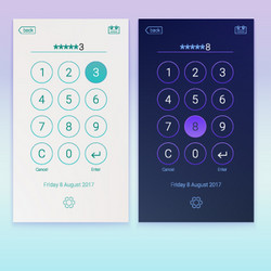 passcode interface for lock screen login or enter vector